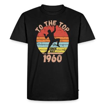 Anniversaire Escalade Bouldering depuis mai 1960 - T-shirt Premium bio Homme - noir - Devant - Nico (187cm)