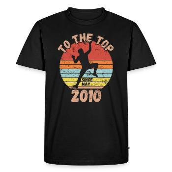 Anniversaire Escalade Bouldering depuis mai 2010 - T-shirt Premium bio Homme - noir - Devant - Nico (187cm)