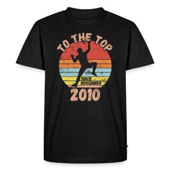Anniversaire Escalade Bouldering depuis novembre 2010 - T-shirt Premium bio Homme - noir - Devant - Nico (187cm)