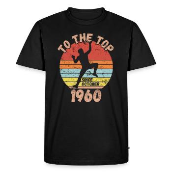 Anniversaire Escalade Bouldering depuis octobre 1960 - T-shirt Premium bio Homme - noir - Devant - Nico (187cm)