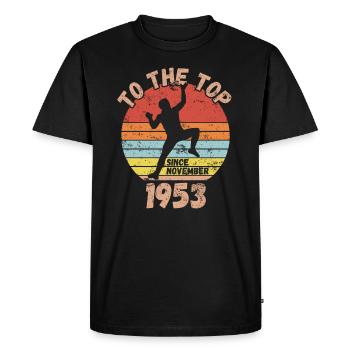 Anniversaire Escalade Bouldering depuis novembre 1953 - T-shirt Premium bio Homme - noir - Devant - Nico (187cm)