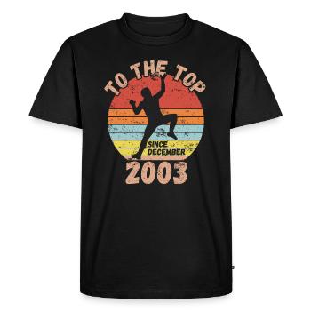 Anniversaire Escalade Bloc depuis décembre 2003 - T-shirt Premium bio Homme - noir - Devant - Nico (187cm)