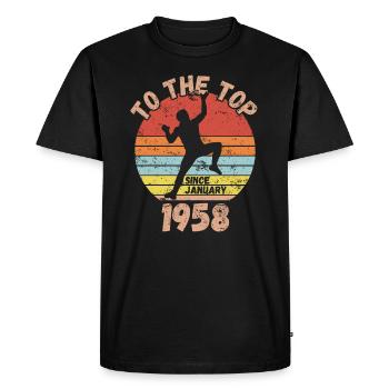 Anniversaire Escalade Bouldering depuis janvier 1958 - T-shirt Premium bio Homme - noir - Devant - Nico (187cm)