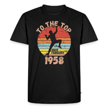 Anniversaire Escalade Bouldering depuis février 1958 - T-shirt Premium bio Homme - noir - Devant - Nico (187cm)