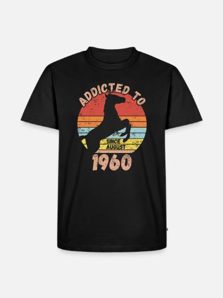 Anniversaire Équitation Août 1960 - T-shirt Premium bio Homme - noir