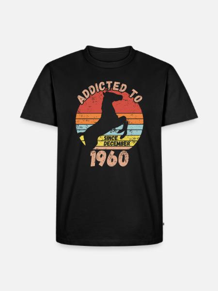 Anniversaire Équitation Décembre 1960 - T-shirt Premium bio Homme - noir