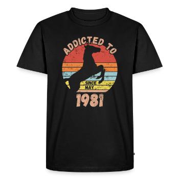 Anniversaire Équitation Mai 1981 - T-shirt Premium bio Homme - noir - Devant - Nico (187cm)