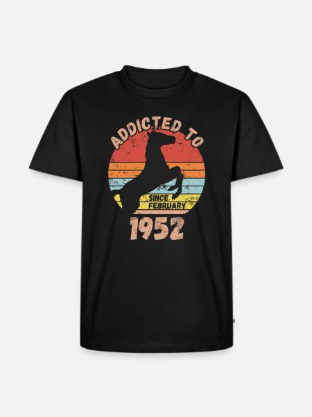 Anniversaire Équitation Février 1952 - T-shirt Premium bio Homme - noir