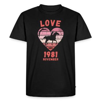 Amour Chevaux Équitation Anniversaire Novembre 1981 - T-shirt Premium bio Homme - noir - Devant - Nico (187cm)