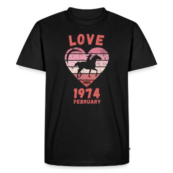 Love Horse Riding Birthday Février 1974 - T-shirt Premium bio Homme - noir - Devant - Nico (187cm)