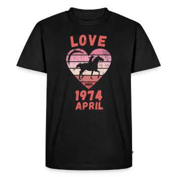 Amour équitation anniversaire avril 1974 - T-shirt Premium bio Homme - noir - Devant - Nico (187cm)