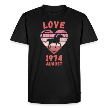 Amour équitation anniversaire août 1974 - T-shirt Premium bio Homme - noir - Devant - Nico (187cm)