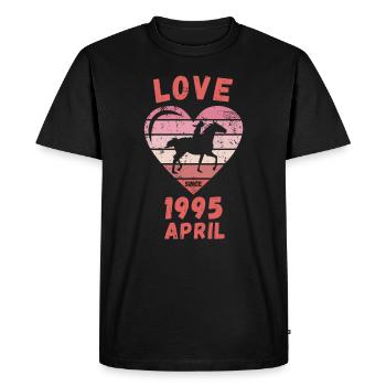 Love Horse Riding Birthday Avril 1995 - T-shirt Premium bio Homme - noir - Devant - Nico (187cm)