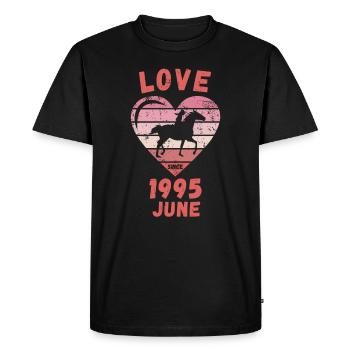 Amour équitation anniversaire Juin 1995 - T-shirt Premium bio Homme - noir - Devant - Nico (187cm)