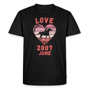 Amour équitation anniversaire Juin 2007 - T-shirt Premium bio Homme - noir - Devant - Nico (187cm)