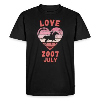 Love Horse Riding Birthday Juillet 2007 - T-shirt Premium bio Homme - noir - Devant - Nico (187cm)