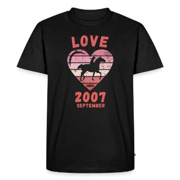 Anniversaire de l’Amour de l’équitation Septembre 2007 - T-shirt Premium bio Homme - noir - Devant - Nico (187cm)