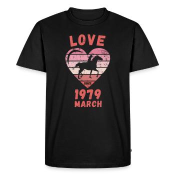 Anniversaire de l’Amour de l’équitation Mars 1979 - T-shirt Premium bio Homme - noir - Devant - Nico (187cm)