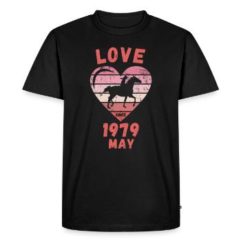 Amour équitation anniversaire mai 1979 - T-shirt Premium bio Homme - noir - Devant - Nico (187cm)
