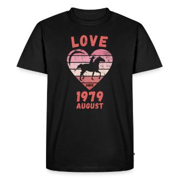 Amour équitation anniversaire août 1979 - T-shirt Premium bio Homme - noir - Devant - Nico (187cm)