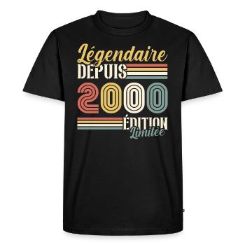 Légendaire Depuis 2000 - T-shirt Premium bio Homme - noir - Devant - Nico (187cm)