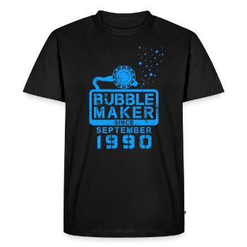 Plongeur Anniversaire Bubblemaker depuis septembre 1990 - T-shirt Premium bio Homme - noir - Devant - Nico (187cm)