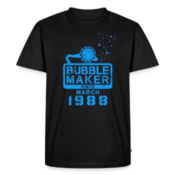 Diver Birthday Bubblemaker since March 1988 - Men's Premium Organic T-Shirt - black - Front - Nico (187cm)