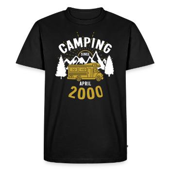 Anniversaire: Camping depuis avril 2000 Camping-car - T-shirt Premium bio Homme - noir - Devant - Nico (187cm)