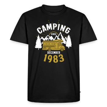 Anniversaire: Camping depuis décembre 1983 Camping-car - T-shirt Premium bio Homme - noir - Devant - Nico (187cm)