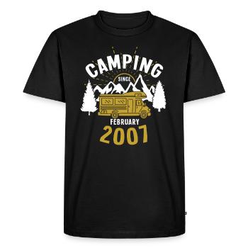 Anniversaire: Camping depuis février 2007 Camping-car - T-shirt Premium bio Homme - noir - Devant - Nico (187cm)
