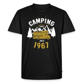 Anniversaire: Camping depuis juillet 1967 Camping-car - T-shirt Premium bio Homme - noir - Devant - Nico (187cm)