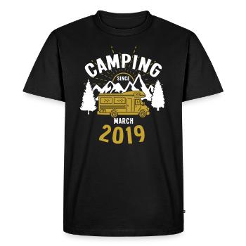Birthday: Camping since March 2019 Motorhome - Men's Premium Organic T-Shirt - black - Front - Nico (187cm)