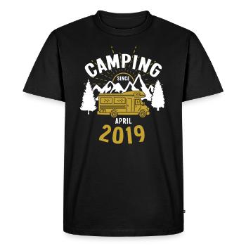 Birthday: Camping since April 2019 Motorhome - Men's Premium Organic T-Shirt - black - Front - Nico (187cm)