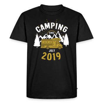 Birthday: Camping since July 2019 Motorhome - Men's Premium Organic T-Shirt - black - Front - Nico (187cm)