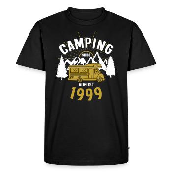 Anniversaire: Camping depuis août 1999 Camping-car - T-shirt Premium bio Homme - noir - Devant - Nico (187cm)