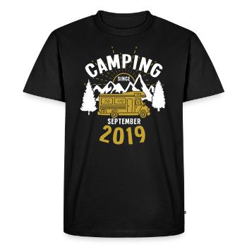 Birthday: Camping since September 2019 Motorhome - Men's Premium Organic T-Shirt - black - Front - Nico (187cm)