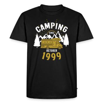 Anniversaire: Camping depuis octobre 1999 Camping-car - T-shirt Premium bio Homme - noir - Devant - Nico (187cm)