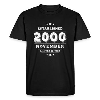 Birthday in November 2000 - November - Men's Premium Organic T-Shirt - black - Front - Nico (187cm)