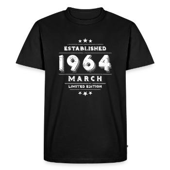 Anniversaire en mars 1964 - mars - T-shirt Premium bio Homme - noir - Devant - Nico (187cm)