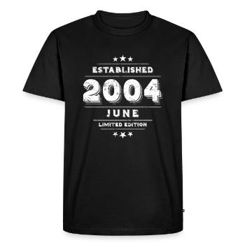 Anniversaire en Juin 2004 - Juin - T-shirt Premium bio Homme - noir - Devant - Nico (187cm)