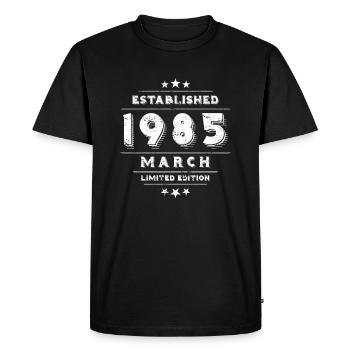 Birthday in March 1985 - March - Men's Premium Organic T-Shirt - black - Front - Nico (187cm)