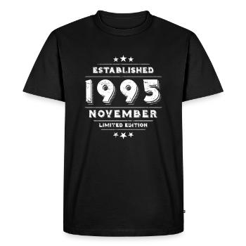 Anniversaire en novembre 1995 - novembre - T-shirt Premium bio Homme - noir - Devant - Nico (187cm)