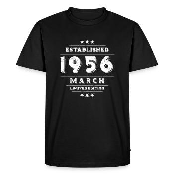 Birthday in March 1956 - March - Men's Premium Organic T-Shirt - black - Front - Nico (187cm)