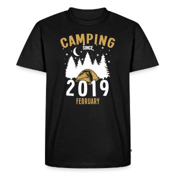 Birthday: Camping since February 2019 Zelten - Men's Premium Organic T-Shirt - black - Front - Nico (187cm)