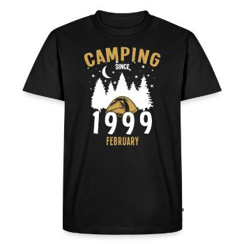 Anniversaire: Camping depuis février 1999 Zelten - T-shirt Premium bio Homme - noir - Devant - Nico (187cm)