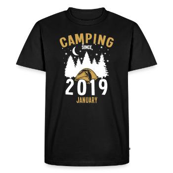 Birthday: Camping since January 2019 Zelten - Men's Premium Organic T-Shirt - black - Front - Nico (187cm)