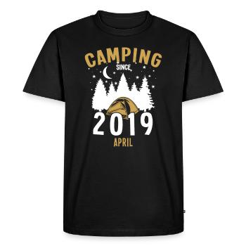 Birthday: Camping since April 2019 Zelten - Men's Premium Organic T-Shirt - black - Front - Nico (187cm)