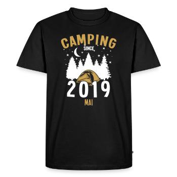 Birthday: Camping since May 2019 Zelten - Men's Premium Organic T-Shirt - black - Front - Nico (187cm)