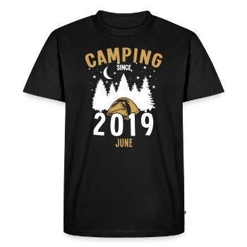 Birthday: Camping since June 2019 Zelten - Men's Premium Organic T-Shirt - black - Front - Nico (187cm)