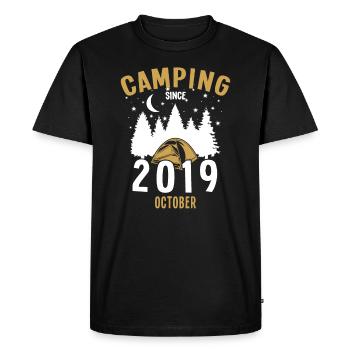 Birthday: Camping since October 2019 Zelten - Men's Premium Organic T-Shirt - black - Front - Nico (187cm)